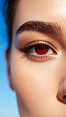 Vibrant Gaze: A close-up view unveils a portion of a face, dominated by a striking eye that captures attention. Intense shades, subtle strokes and the gaze tell a story. 