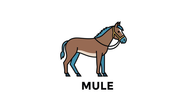 A detailed illustration of a mule standing proudly, showcasing its features and characteristics.