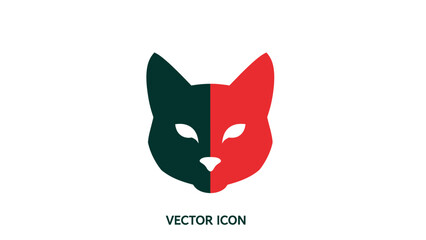 Obraz premium Cat face icon with two colors, perfect for logo design and branding.