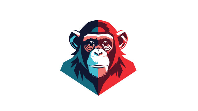 Chimpanzee Portrait - A Vibrant and Colorful Artistic Illustration.