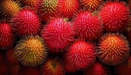 Vibrant Rambutan Fruit Display - A Close-Up of Tropical Delights.
