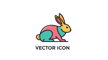 Fototapeta premium Colorful rabbit vector icon design, perfect for various creative projects and branding.