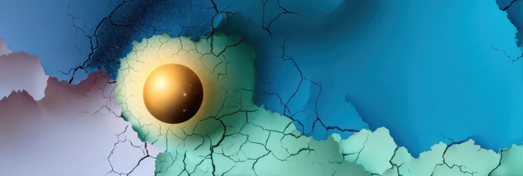 Futuristic Celestial Sphere Mystical Cosmic Portal with Neon Mint and Sofi Lilac for Modern Tech Marketing and Social Media