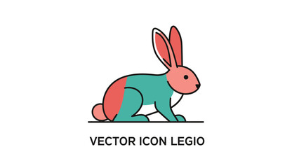 Fototapeta premium Colorful vector illustration of a cute rabbit with long ears and a playful pose.