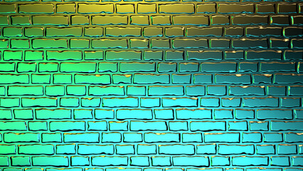 Vibrant gradient abstract brick wall with glossy texture