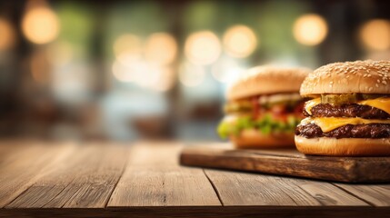 Fresh and flavorful gourmet cheeseburgers, perfectly styled for food content marketing and culinary branding campaigns.