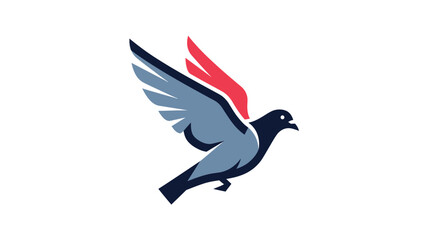 Fototapeta premium Elegant dove soaring gracefully with vibrant wings against a clean backdrop, symbolizing freedom.