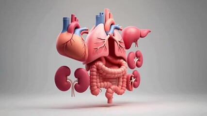 3D Cartoon Human Internal Organs Animation - Educational Medical Visualization for Kids