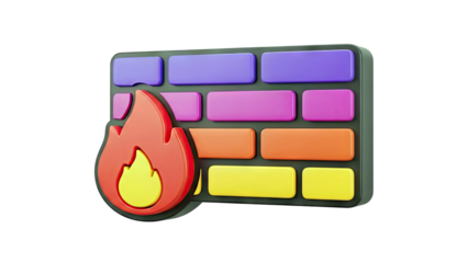 Firewall Icon with Flame