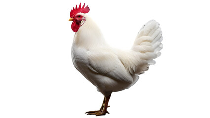 Fototapeta premium White Rooster Standing Isolated on White Background