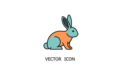 Fototapeta premium Cute cartoon rabbit illustration with colorful design and vector icon.