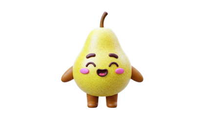 Happy Cartoon Pear Character