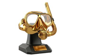 Golden Scuba Diving Mask and Snorkel Trophy