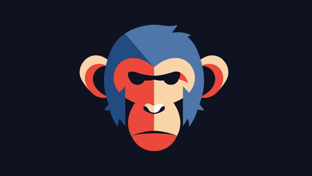 Geometric monkey face with sunglasses, a modern and stylish illustration.