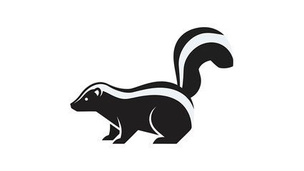 Fototapeta premium Striking black and white skunk illustration showcasing its distinctive markings and posture.