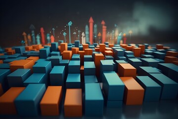 Logistics flow concept with abstract arrows and boxes