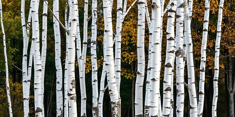 A cluster of young birch trees with their distinctive white bark, standing closely together,  woodland, birch trees