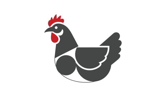 Stylized chicken illustration with a red comb and wattle, perfect for design.