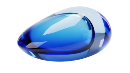 Elegant, transparent blue gradient glass object isolated. Smooth, curved shape 3d illustratioin. Cosmetic, science or technology abstract concept