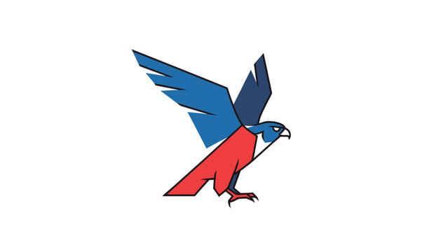 Stylized falcon soaring with wings spread, representing freedom and power, logo design.