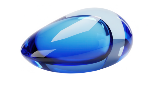 Elegant, transparent blue gradient glass object isolated. Smooth, curved shape 3d illustratioin. Cosmetic, science or technology abstract concept - Powered by Adobe