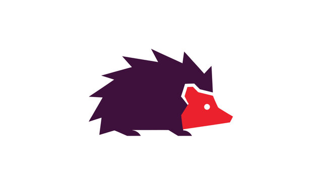 Stylized hedgehog illustration with sharp spikes and a vibrant red face, perfect for logos.