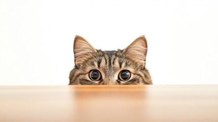 Cute feline with green eyes looking surprised