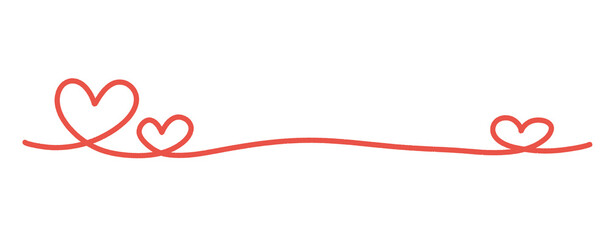 シンプルなハートの手描きラインイラスト 赤