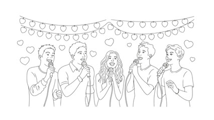 Fototapeta premium Harmony's Melody: A group of enthusiastic individuals, unified by their shared love for music, join together in a harmonious performance.