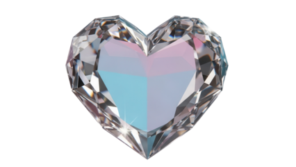 3D illustration of a glass like crystal heart object