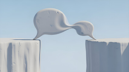 Bridging the communication gap: Connected white speech bubbles.