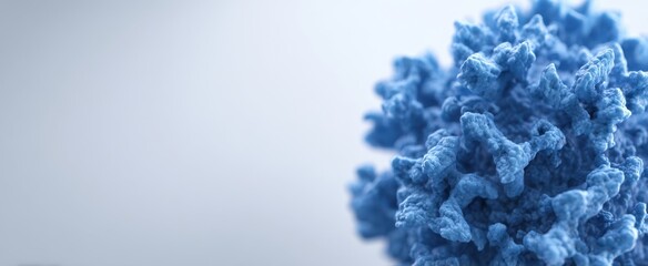 The Blue Virus Particle Close-Up Against Soft Gradient Background With Negative Space