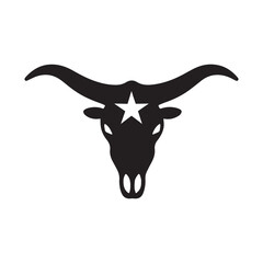 Cowboy Ranch Emblem Featuring Minimal Cattle Icon