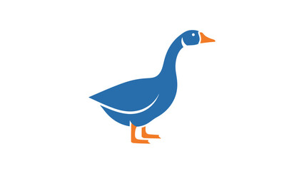 Obraz premium Blue goose illustration with orange beak and feet, standing proudly on white background.