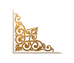 Golden Ornate Corner Flourish Design With Intricate Swirls And Floral Motifs