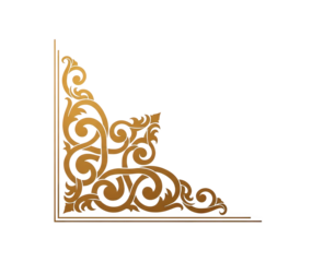 Golden Ornate Corner Flourish Design With Intricate Swirls And Floral Motifs