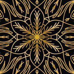 Luxurious Golden Symmetrical Ornamental Motif