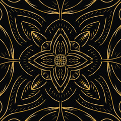 Luxurious Golden Symmetrical Ornamental Motif