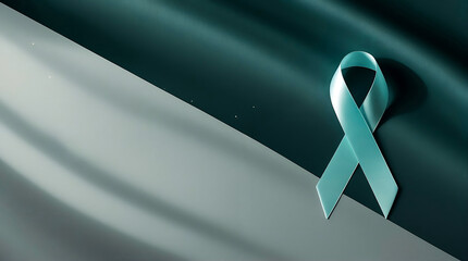 Teal Awareness Ribbon Diagonal Background Copy Space