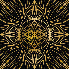 Luxurious Golden Symmetrical Ornamental Motif