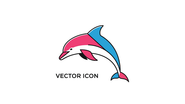 Colorful dolphin vector icon illustration, perfect for design and branding.