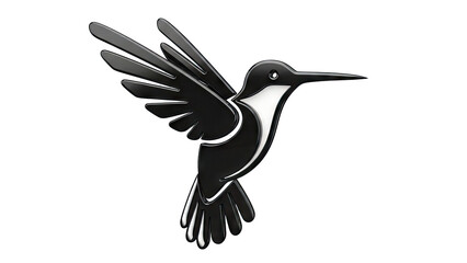 Black and white stylized hummingbird logo