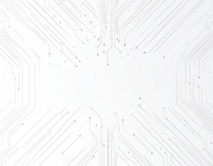Digital circuit board background showcasing white electronic patterns. Vector tech design with semiconductor lines, motherboard elements, and modern circuitry composition