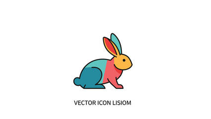 Colorful rabbit icon illustration, perfect for design, vibrant and eye-catching, simple and modern.