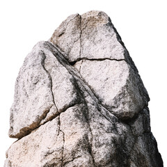 Large cracked granite rock formation on black background