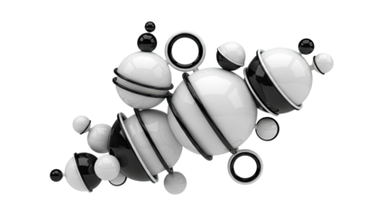Abstract Black and White Spheres with Rings