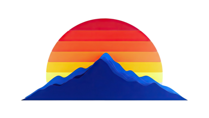 Layered Mountain Silhouette Against Striped Sunset