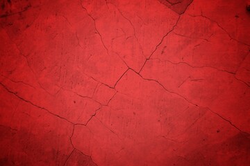 Cracked Red Wall Texture With Deep Fissures And Subtle Shadows For Background Design
