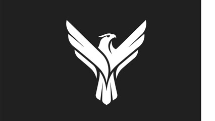 Stylized White Eagle Emblem with Wings Spread on Dark Background.