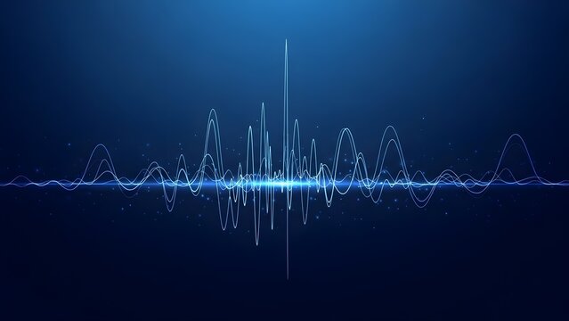 Dynamic Blue Digital Soundwave Equalizer Background Design for Technology and Data - Powered by Adobe